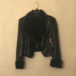 Black aviator in faux leather